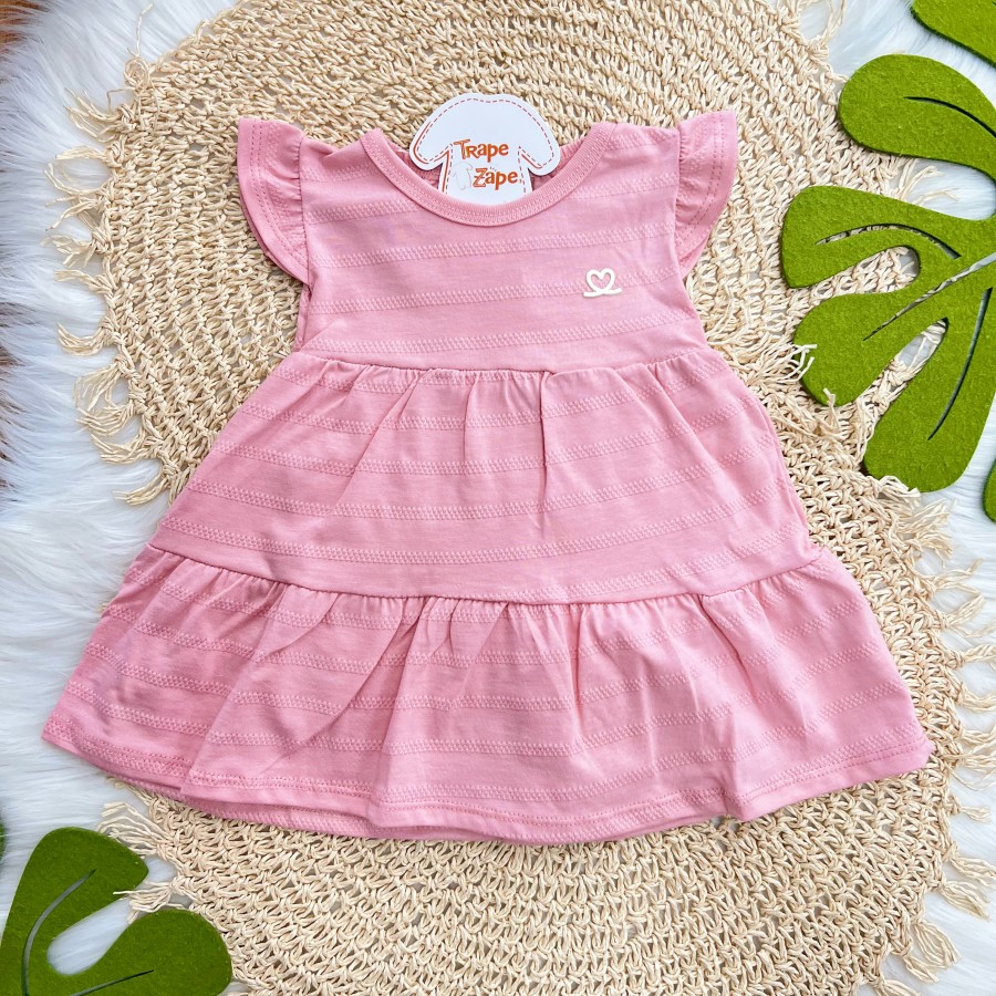 Vestido com Manga de Babadinho - Rosa